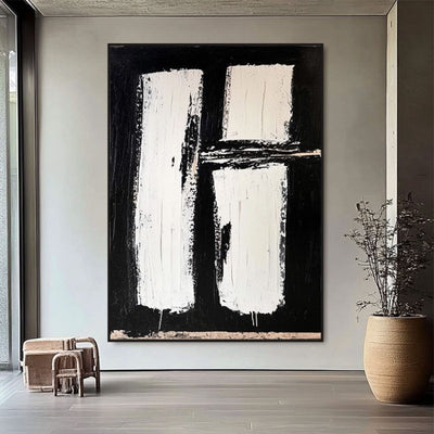 Cuadro Abstracto Blanco y Negro - Pintura al Óleo Moderna para Sala de Estar - Image 11