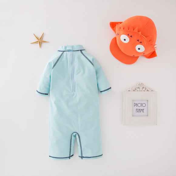 Traje de Baño Infantil Pez Globo con Protección Solar y Gorro - Conjunto 2 Piezas