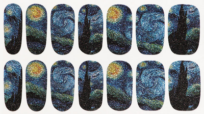 Calcomanías de Manicura Van Gogh Starry Night - 14 Stickers de Uñas con Efecto Fotocurado - Image 3