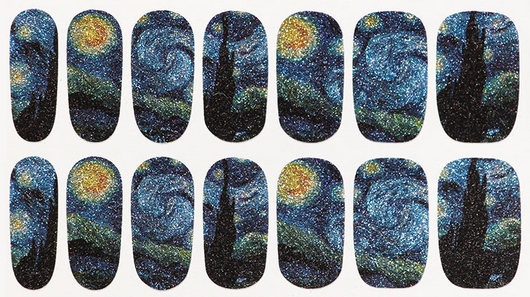 Calcomanías de Manicura Van Gogh Starry Night - 14 Stickers de Uñas con Efecto Fotocurado - Image 3