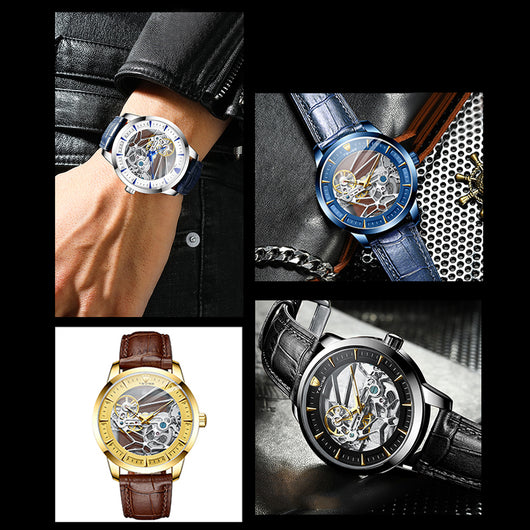 Reloj Mecánico Automático para Hombre Resistente al Agua con Esfera Hueca - Image 9