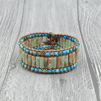 Pulsera de Piedra Imperial Tejida en Capas con Cuentas Naturales - Image 10