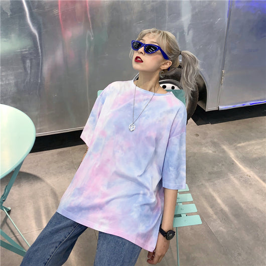 Camiseta Tie Dye Suelta de Manga Corta - Image 10