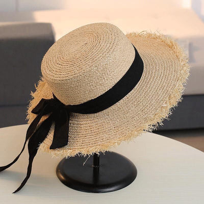 Sombrero de Rafia Elegante Japonés con Moño para Playa - Image 11