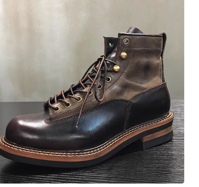 Botas Altas de Cuero Grueso Estilo Retro Desgastado - Image 6