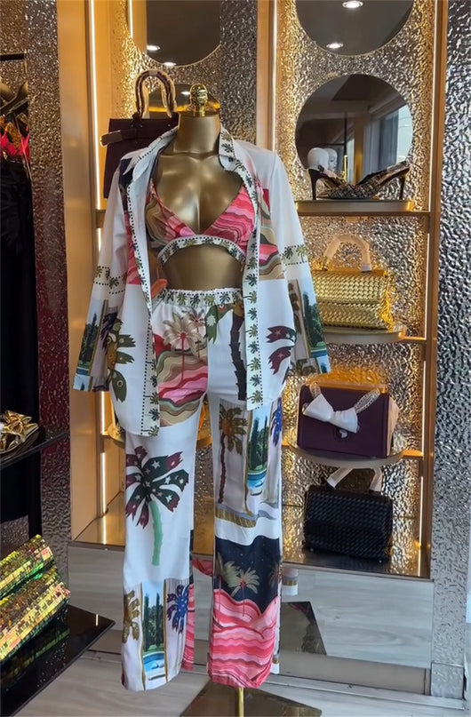 Conjunto de 3 Piezas: Blusa Estampada Manga Larga, Bralette y Pantalón Ancho - Image 21
