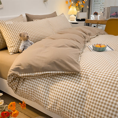 Juego de Sábanas de Algodón Puro Lavado - Funda Nórdica y Almohadas Cuadros y Rayas - Image 37