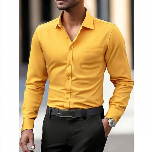 Camisa Ejecutiva Elástica de Manga Larga para Tallas Grandes - Image 5