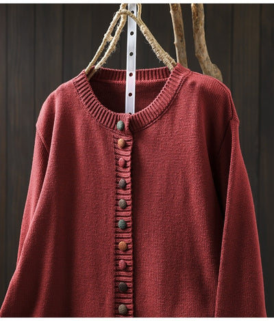 Cardigan de Algodón con Botones Coloridos - Corte Holgado y Efecto Adelgazante - Image 18