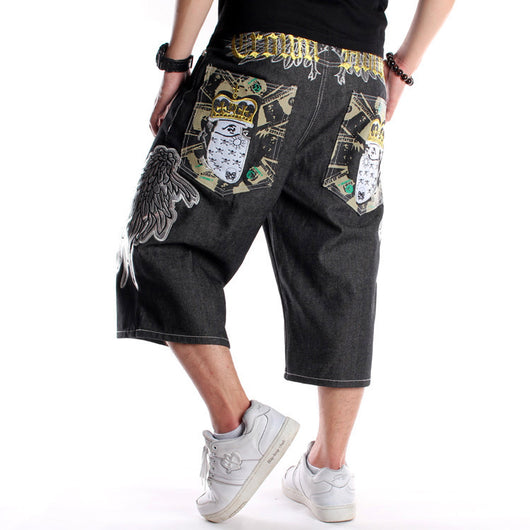 Shorts de Mezclilla Bordados Talla Grande Hombre Corte Relajado - Image 9