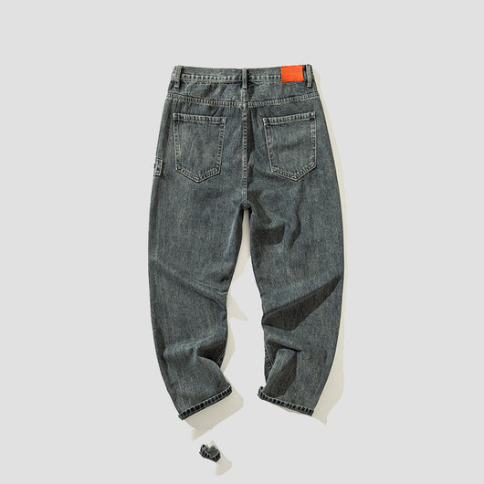 Pantalones Vaqueros Grises Holgados Rectos para Hombre - Estilo Japonés Casual - Image 2