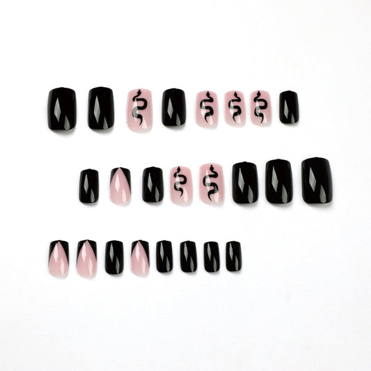 Uñas Postizas French Bisel Negro Premium - Image 2