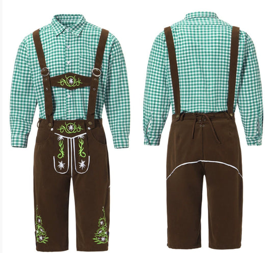 Conjunto Completo para Festival de Cerveza - Overol Denim, Camisa y Gorro - Image 10