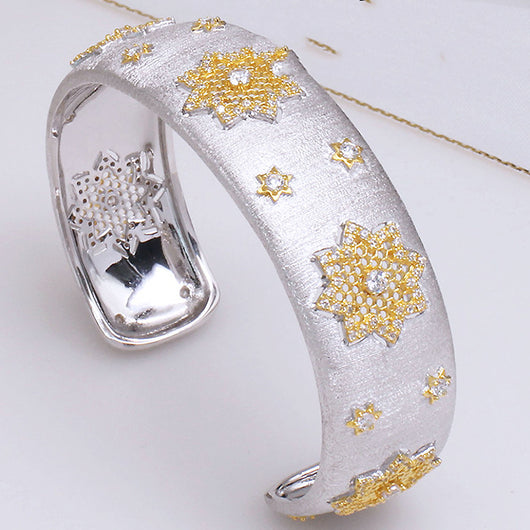 Pulsera Copo de Nieve Dividido en Plata 925 con Baño de Oro - Image 7