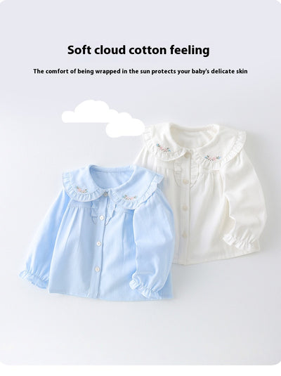 Blusa Básica Blanca de Algodón con Manga Larga para Niña - Image 14