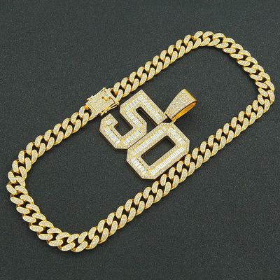 Collar Colgante Número 50 con Diamantes Completos para Hombre - Image 16