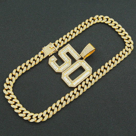 Collar Colgante Número 50 con Diamantes Completos para Hombre - Image 16