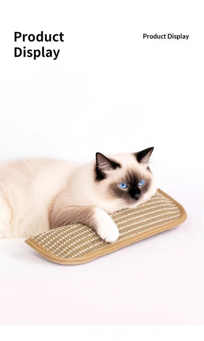 Beige and off-white woven catnip pillow toy, 34cm long and 9.5cm wide, with soft beige trim. - Image 12