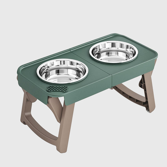 Comedero Plegable Elevado para Mascotas con Base Antideslizante en Acero Inoxidable