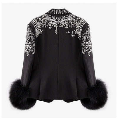 Blazer Elegante Negro con Cuello Solapa y Detalles en Strass - Image 4