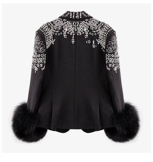 Blazer Elegante Negro con Cuello Solapa y Detalles en Strass - Image 4