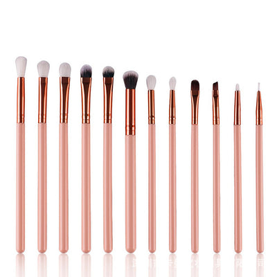 Set de 12 Brochas de Maquillaje Profesional Tono Marrón Dorado - Image 3