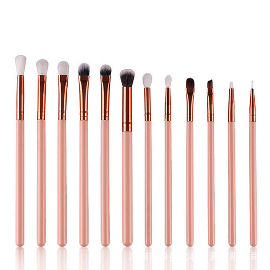 Set de 12 Brochas de Maquillaje Profesional Tono Marrón Dorado - Image 3