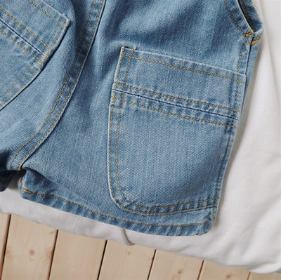 Pantalones Cortos Infantiles con Tirantes Denim Casual - Image 14