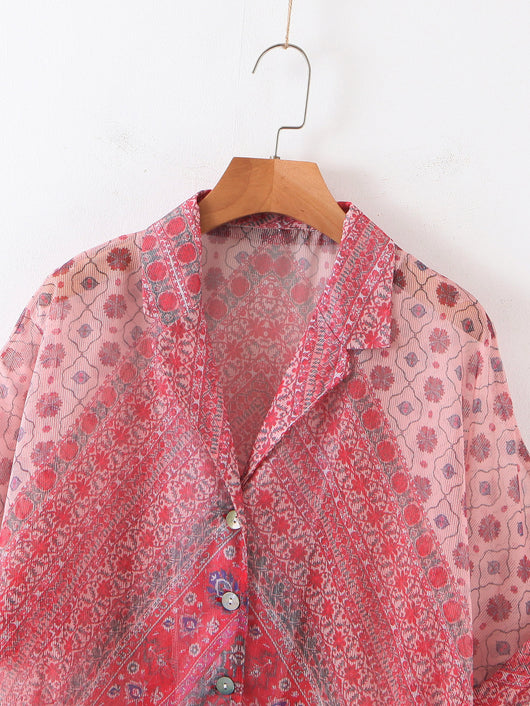 Camisa Suelta de Manga Corta con Solapa - Image 6