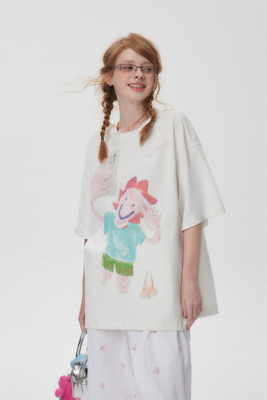 Playera Estampada con Diseño Graffiti Cartoon para Mujer - Image 16