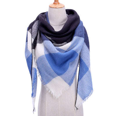 Bufanda de Cashmira Artificial Otoño Invierno Triangular Pareja Cuadros Cálida - Image 29
