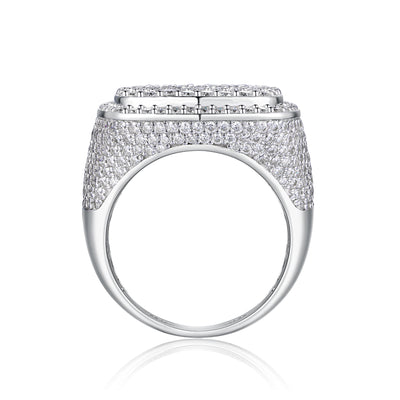 Anillo de Diamante Cuadrado Royal con Moissanita Premium, Plata S925 y Baño de Platino para Hombre - Image 12