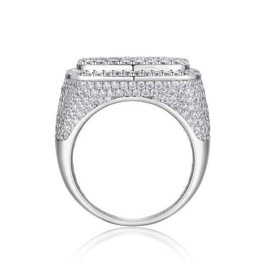Anillo de Diamante Cuadrado Royal con Moissanita Premium, Plata S925 y Baño de Platino para Hombre - Image 12