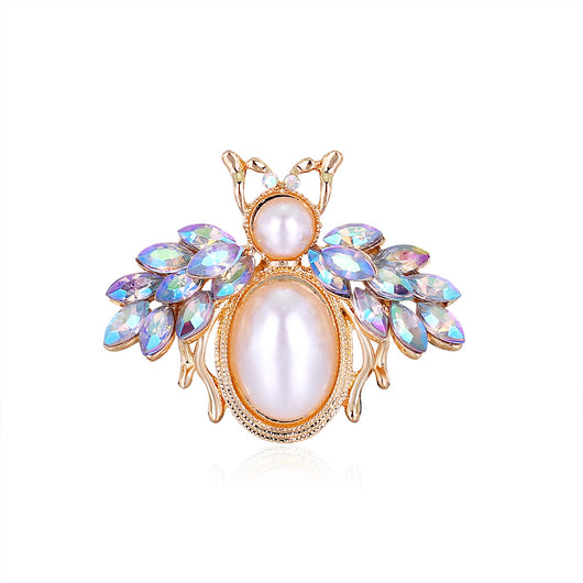 Broche Abeja de Aleación con Diamantes y Perlas - Image 4