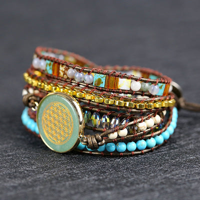 Pulsera de Cuero Tejida a Mano - Diseño Multicapa Artesanal - Image 3