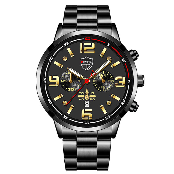 Reloj de Cuarzo para Hombre con Banda de Acero y Calendario Luminoso