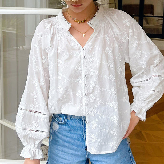 Blusa Francesa de Manga Larga Elegante Diseño Moderno