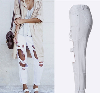 Pantalones Skinny Rotos de Cintura Alta para Mujer - Image 9