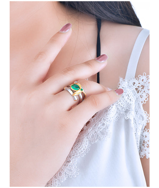 Anillo de Esmeralda Elegante en Aleación para Mujer - Image 9
