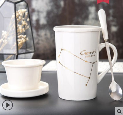 Taza de Cerámica Creativa con Tapa, Cuchara y Filtro para Té - Image 18