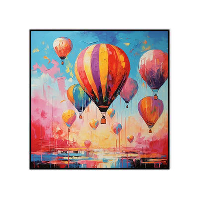 Cuadro Decorativo Pintura al Óleo Globo Aerostático Romántico para Sala de Estar - Image 5