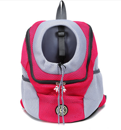 Orange and grey pet carrier backpack with breathable mesh, adjustable neck opening, and front zipper pocket. - Image 8