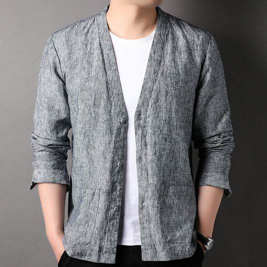 Camisa Casual Manga Larga Escote V para Hombre - Image 2