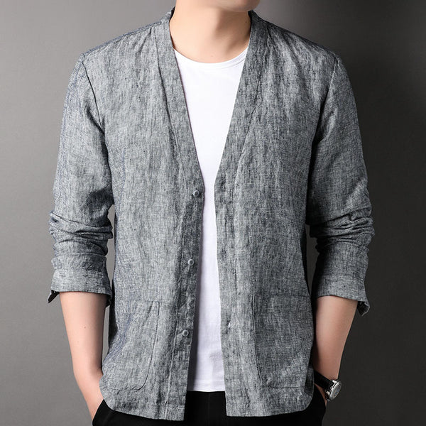 Camisa Casual Manga Larga Escote V para Hombre