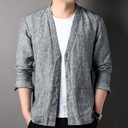 Camisa Casual Manga Larga Escote V para Hombre - Image 2