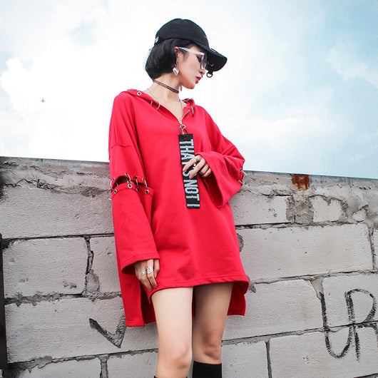 Vestido Sudadera Larga con Detalles Metal Punk - Image 4
