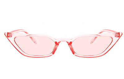 Narrow cat-eye sunglasses with a transparent yellow frame and yellow tinted lenses on a white background. - Image 6