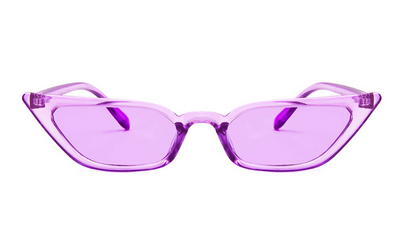 Narrow cat-eye sunglasses with a transparent yellow frame and yellow tinted lenses on a white background. - Image 7
