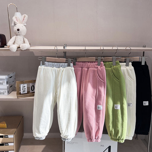 Pantalones de Buzo Infantiles con Detalles de Costura y Terciopelo - Image 7