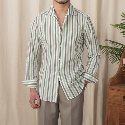 Camisa de Algodón a Rayas para Hombre - Estilo Business Casual - Image 10
